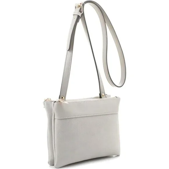 Women's Silver Screen Grey Vegan Leather Cross body Handbag Organise Purse - Picture 1 of 8
